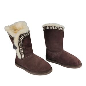 Alpine Design Boots sz 8 Women Annabelle Brown Suede Faux Fur Winter Snow Warm‎